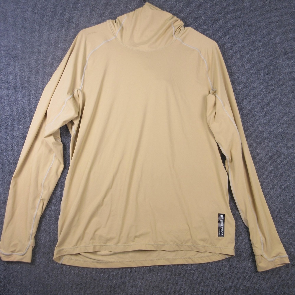 Endura Jersey Mens Medium Beige Hooded Long Sleeve Cycling Shirt Lightweight‎